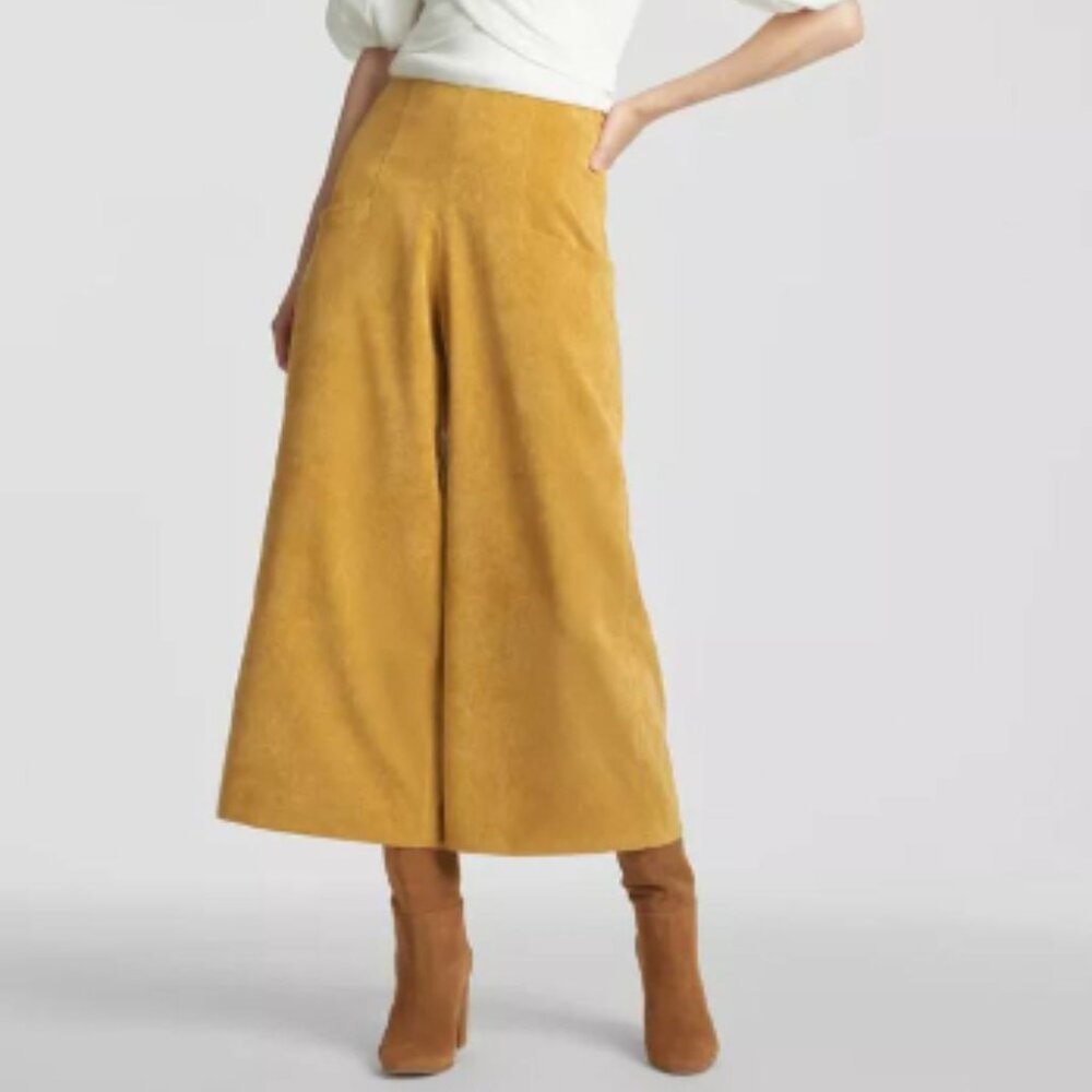 Sachin + Babi Culotte Wide Leg Pants Corduroy Mustard Yellow Pockets Size 12 NEW